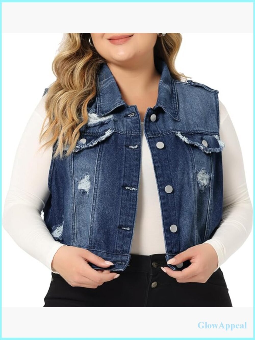 Vintage Crop Denim Vest for Women Sleeveless Button Jacket Plus Size